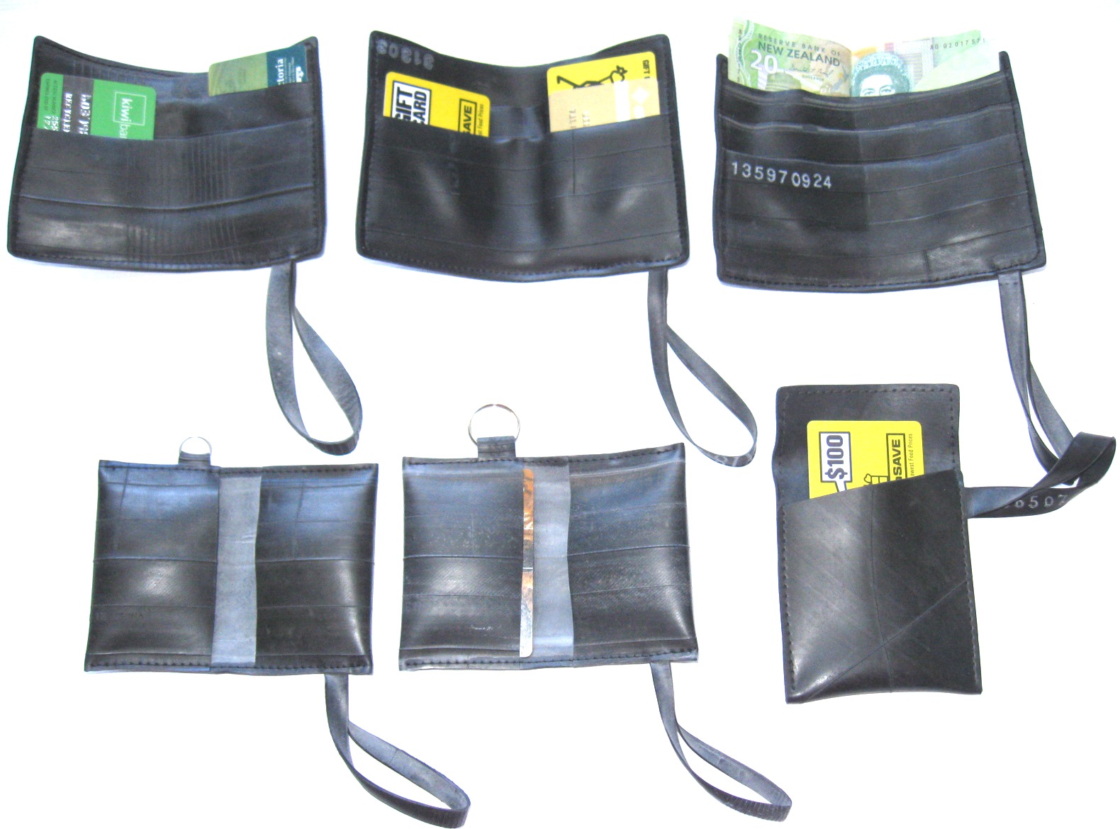 Inside view of the inner tube wallets made by recycled.co.nz in Wellington, NZ.